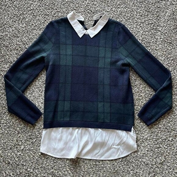 Tahari Tops - Tahari Green Blue Plaid Blouse Women Medium Collared Preppy Dark Academia Grunge